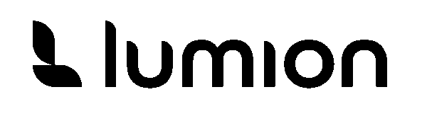 Lumion horizontal logo in black, featuring the stylized tree graphic on the left and the word "LUMION" in bold uppercase letters to the right.